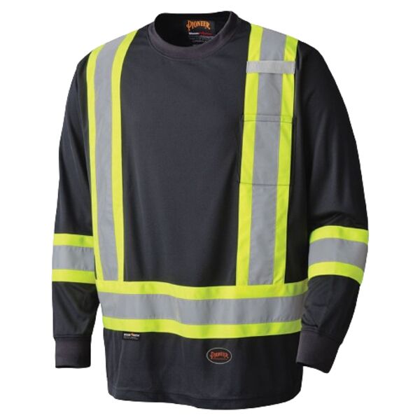 SAFETY LONG-SLEEVED SHIRT - 100% COTTON BLACK Thumbnail